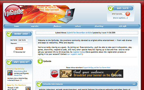 EpiGuide Web Entertainment Community